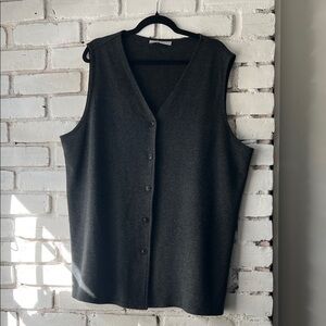 Charcoal Button-Front Sleeveless Vest layering sweater